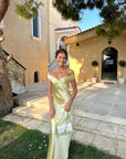 Strapless Satin Off-Shoulder Evening Dress
