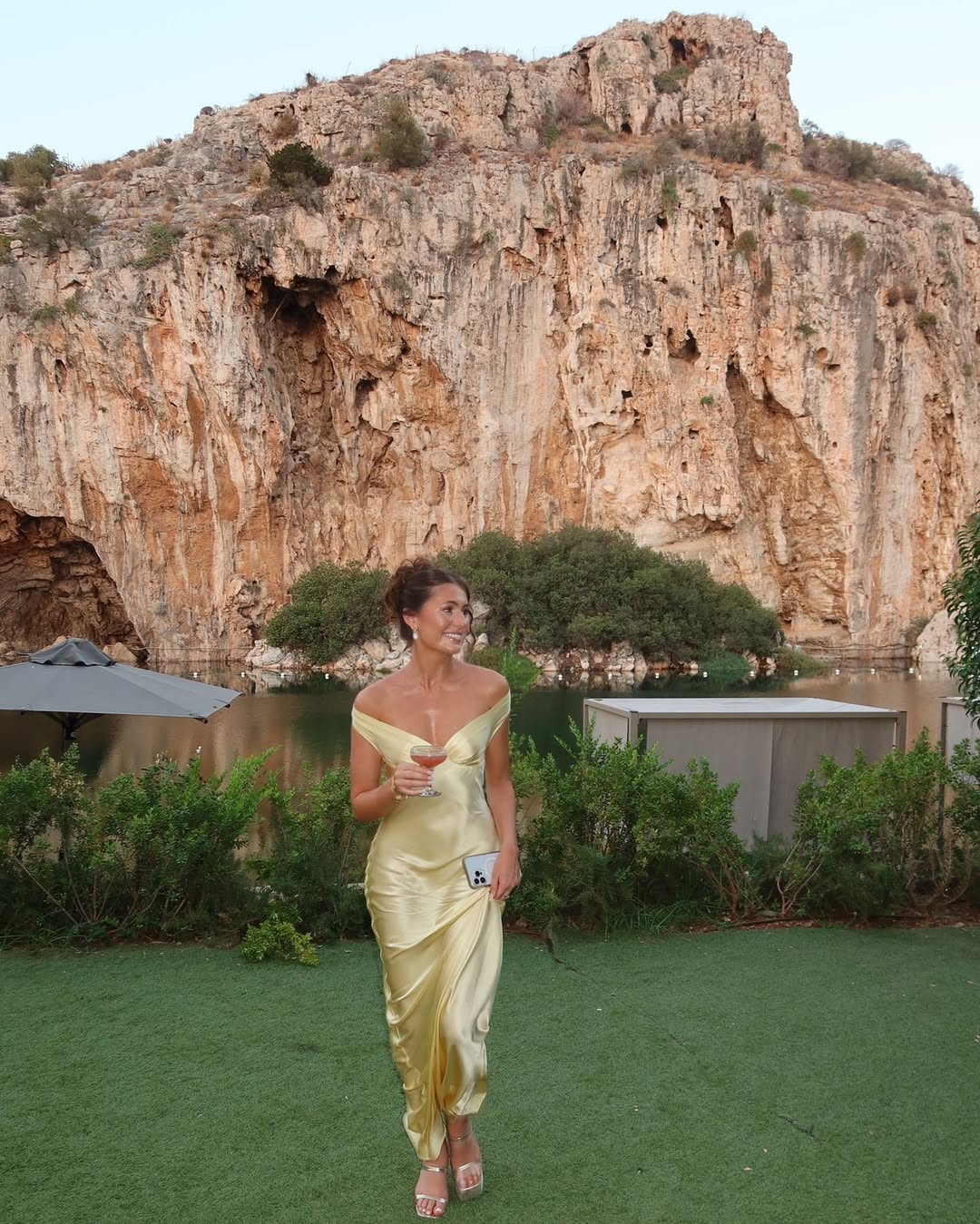 Strapless Satin Off-Shoulder Evening Dress