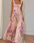 Cross-Border Floral Pleated Dress