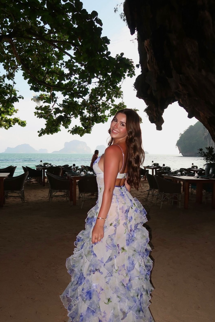 Floral Cut-Out Split Beach Maxi Dress