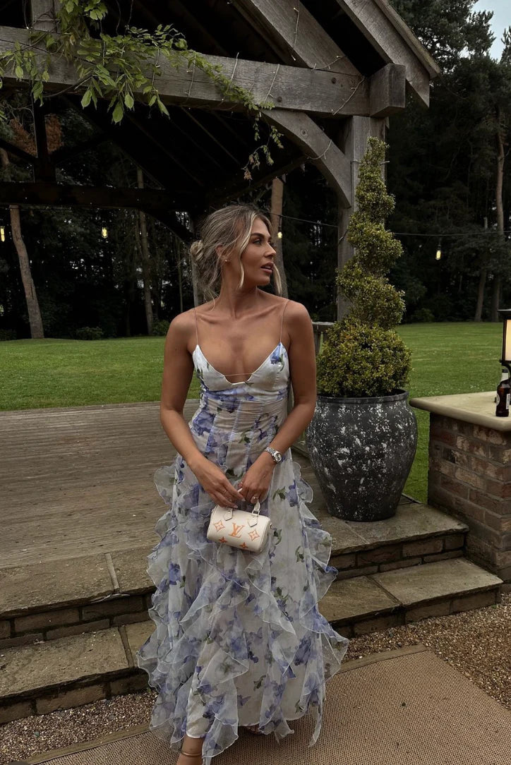Flowy Ruffle Hem Elegant Dress