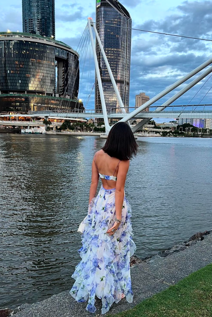 Floral Cut-Out Split Beach Maxi Dress