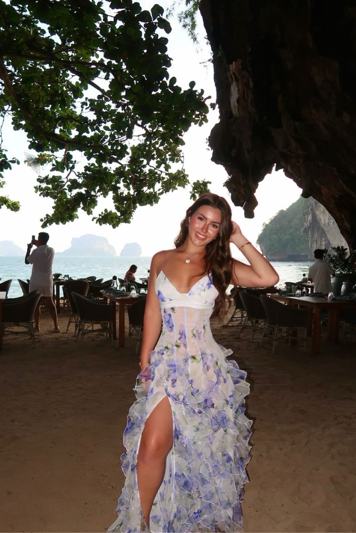 Floral Cut-Out Split Beach Maxi Dress