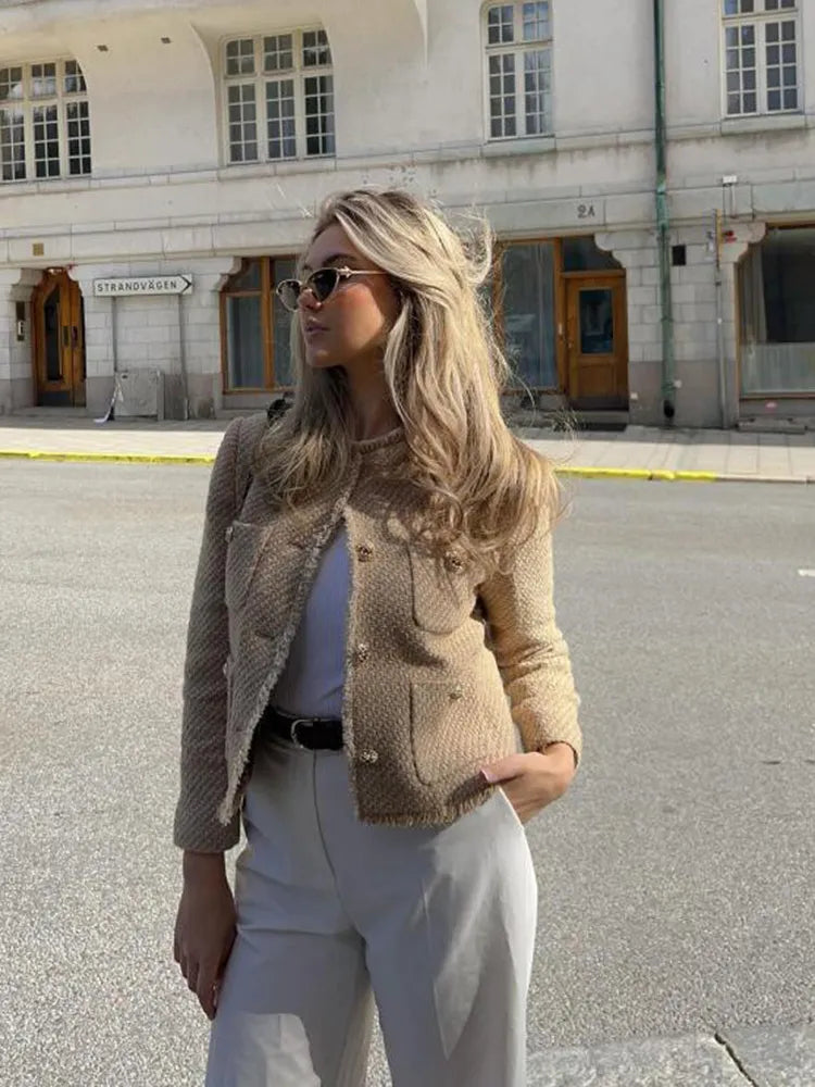 Stylish Tweed Cropped Jacket