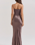 Elegant Retro Solid Color Strapless Party Dress
