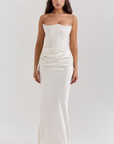 Elegant Retro Solid Color Strapless Party Dress