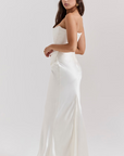 Elegant Retro Solid Color Strapless Party Dress