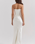Elegant Retro Solid Color Strapless Party Dress