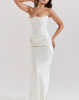 Elegant Retro Solid Color Strapless Party Dress