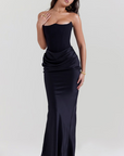 Elegant Retro Solid Color Strapless Party Dress