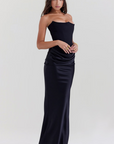 Elegant Retro Solid Color Strapless Party Dress
