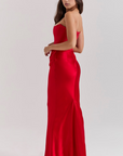 Elegant Retro Solid Color Strapless Party Dress