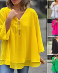 Lightweight Chiffon Zipper Blouse