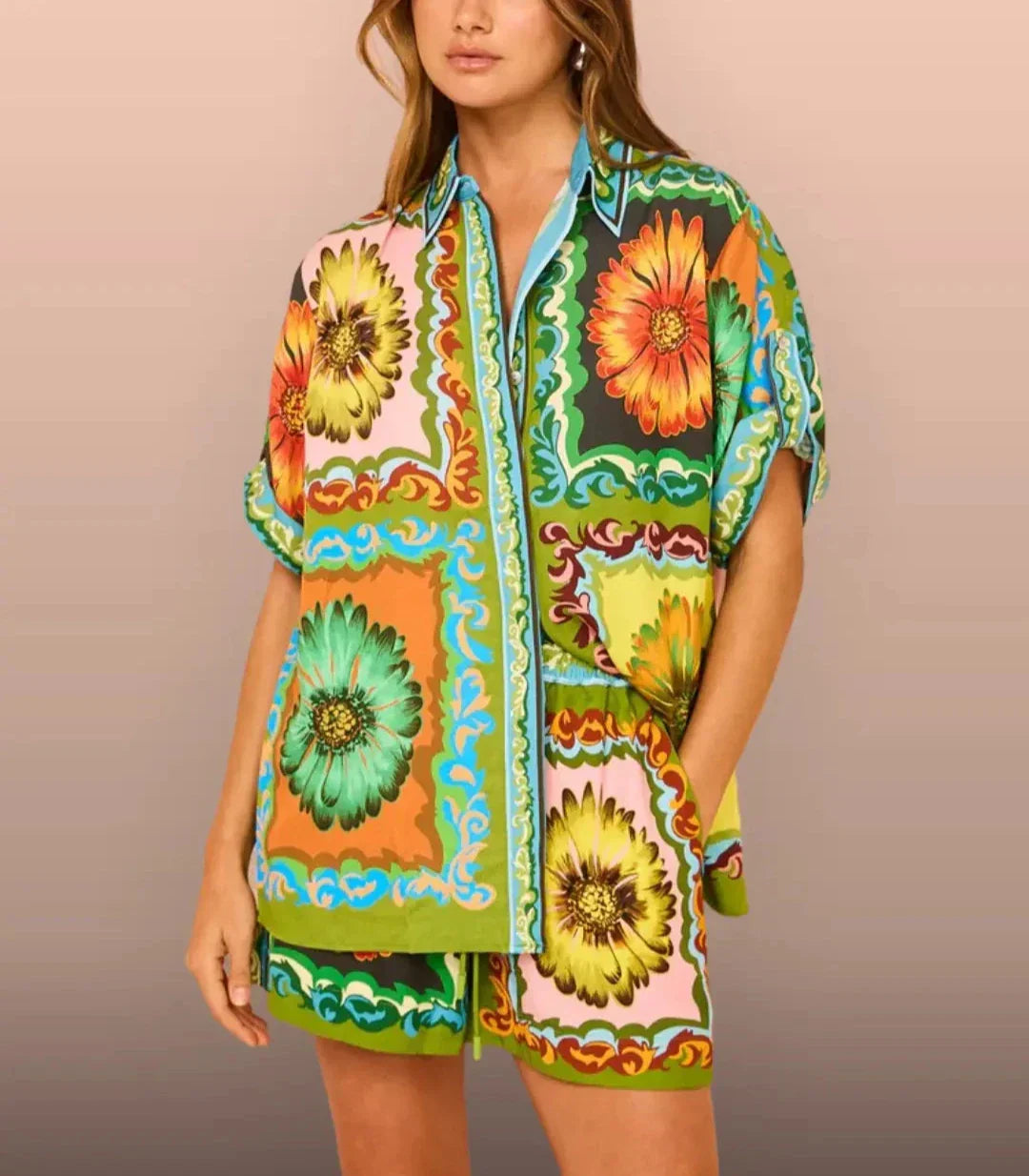 Bloom Print Matching Shorts Set