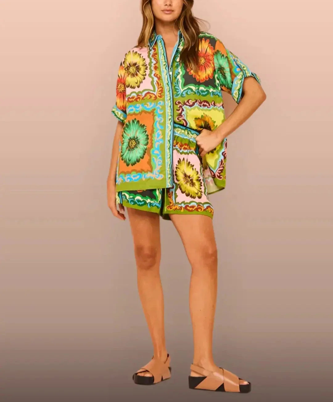 Bloom Print Matching Shorts Set