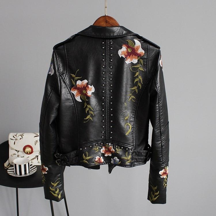 Stylish Embroidered Leather Jacket