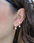 Moon and Star Earrings made of Gold and Opal