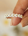 Hand-Painted Daisy Ring in Silver