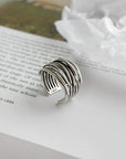Adjustable Layered Silver Ring