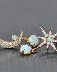 Moon and Star Earrings made of Gold and Opal
