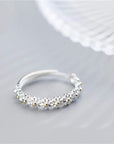 Hand-Painted Daisy Ring in Silver