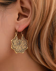 Lotus Flower Mandala Dangle Earrings