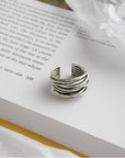 Adjustable Layered Silver Ring