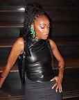 Trendy Black Leather Sleeveless Top