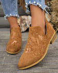 Ivy Black Ankle Boots | Embroidered Low Heel, Side Zipper 9