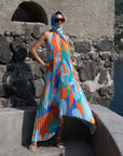 Elegant Halter Pleated Maxi Dress
