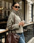 Mara Jacket | Cropped Fit, Houndstooth Pattern, Stand-Collar 2