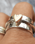 Sterling Silver Gold Heart Ring