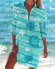 Printed Button Down Shirt Dress