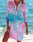 Printed Button Down Shirt Dress
