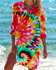 Printed Button Down Shirt Dress