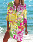 Printed Button Down Shirt Dress