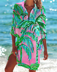 Printed Button Down Shirt Dress