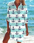Printed Button Down Shirt Dress