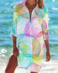Printed Button Down Shirt Dress