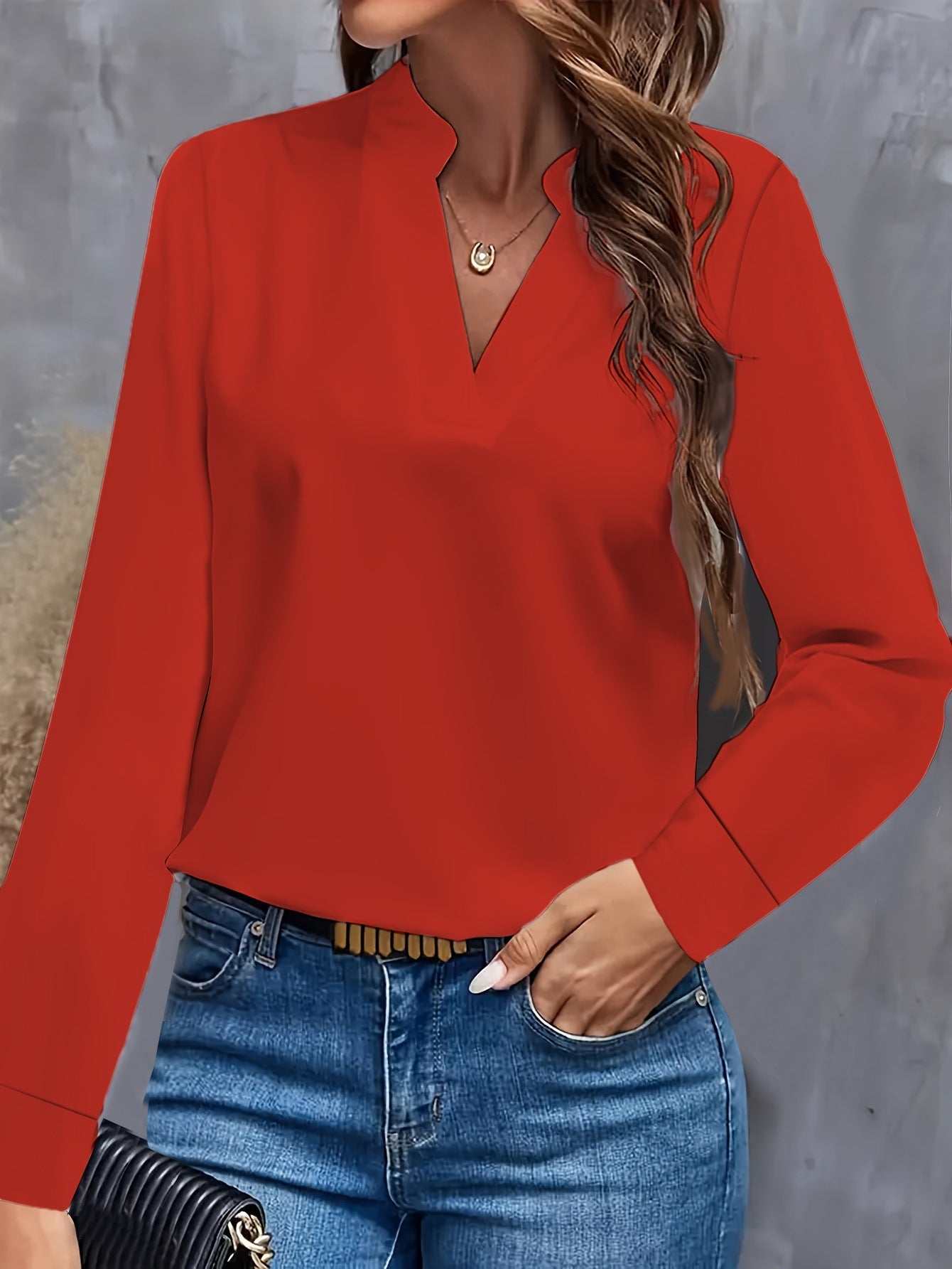 Silky Elegant V-Neck Office Blouse