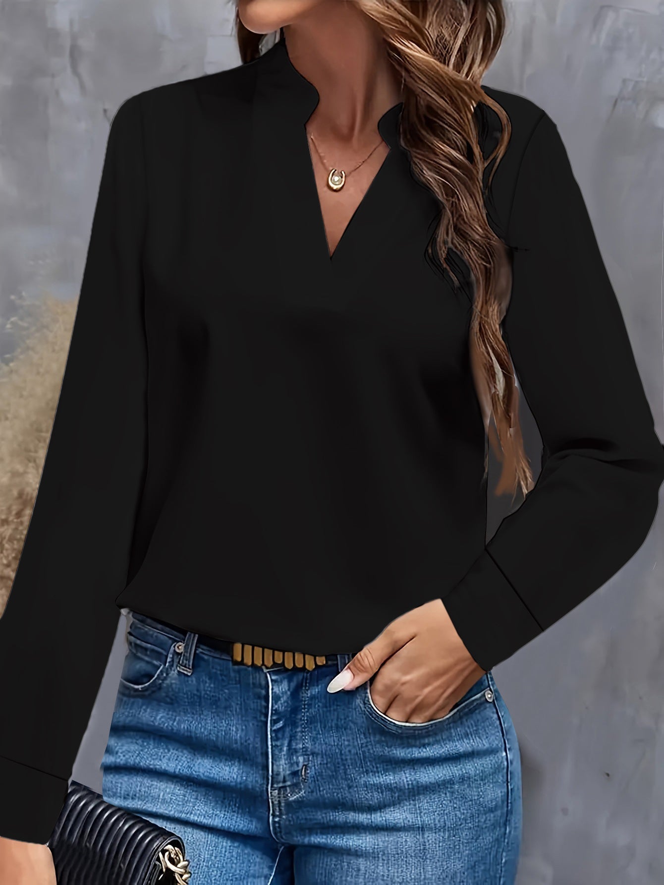 Silky Elegant V-Neck Office Blouse