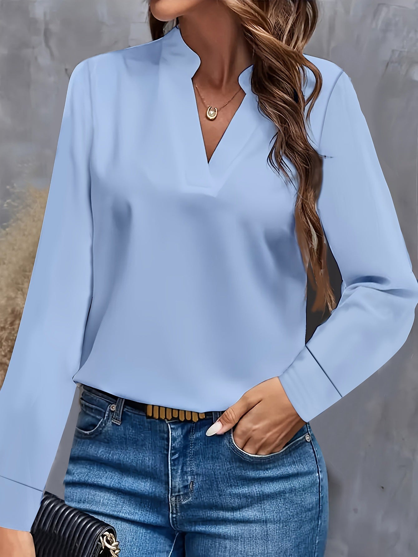 Silky Elegant V-Neck Office Blouse