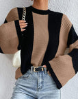 Women's Round Neck Long Sleeve Knitted Sweater