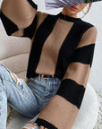 Women's Round Neck Long Sleeve Knitted Sweater