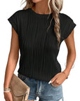 Ribbed Round Neck Tops