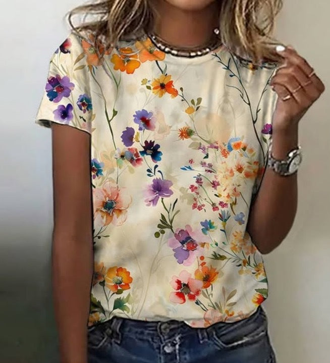 Printed Floral Pulse Top with Soft Fit