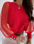 Petal Sleeve Round Neck Blouse