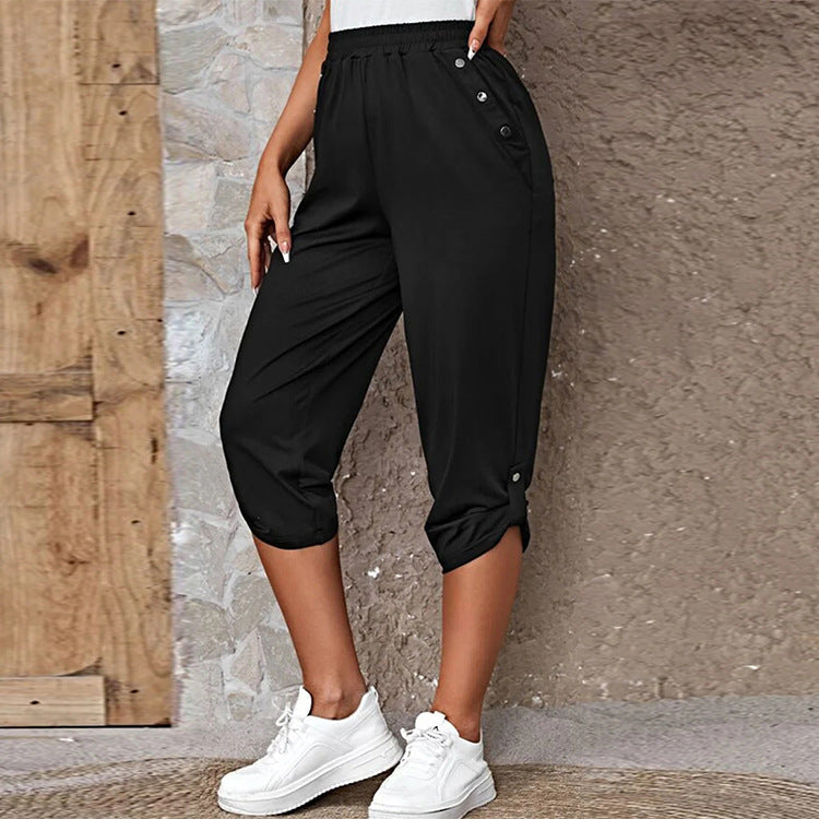Fashion Casual Seven-Point Elastic Pants