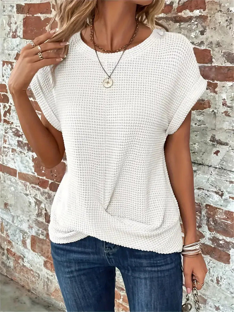 Elegant Short Sleeve Twist Top
