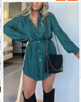 Splendid Teal Tie Waist Dress for Casual Walks
